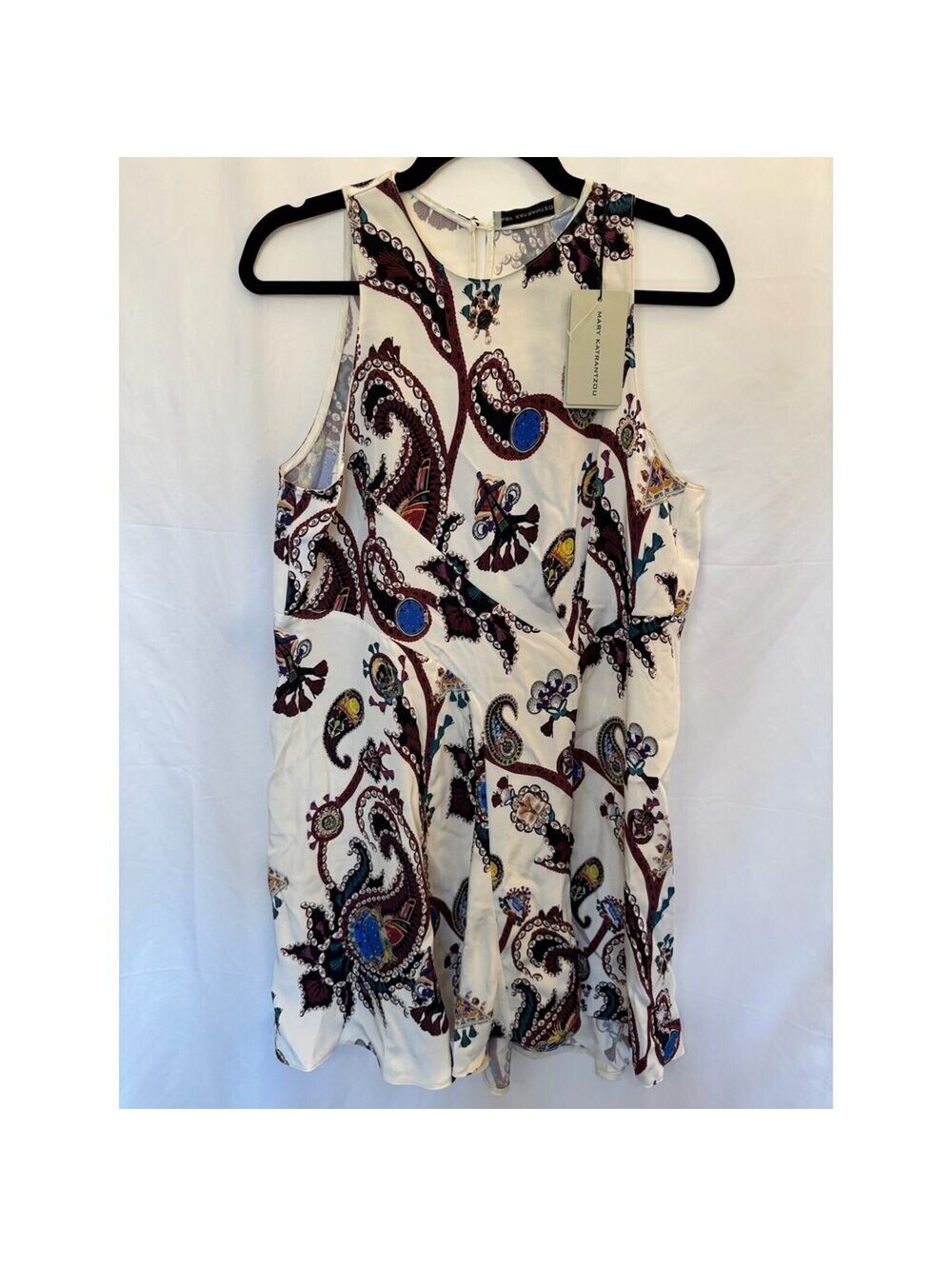 MARY KATRANTZOU Tank Top Size 6 NWT White Printed Sleeveless